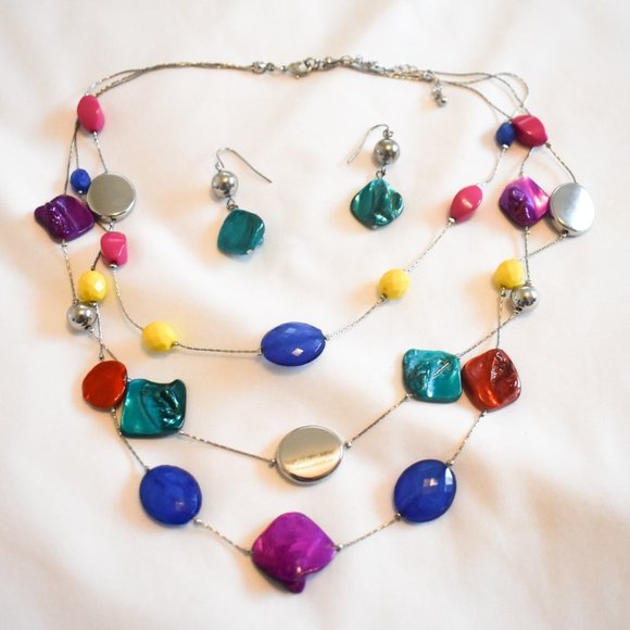 Matching Necklace and Earring Set Colorful - Picture 1 of 1